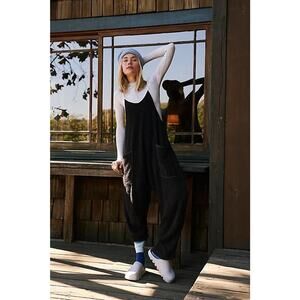 Free People Hot Shot Black Onsie Wide-Leg Jumpsuit – Medium